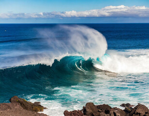 Poster - big sea wave on the north coast of gran canaria