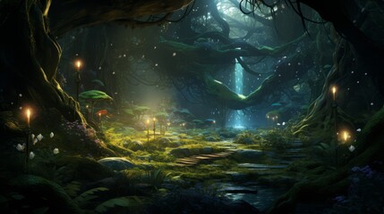 A mystical forest with a sense of wonder and magic