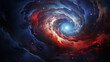 A swirling galactic core, stylized with hues uncommon in conventional celestial imagery.