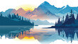 landscape Catalog mountains lake wall art poster design