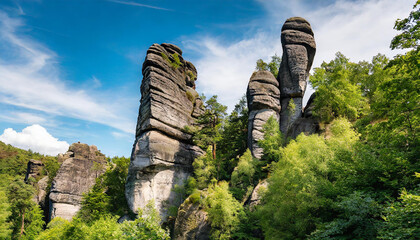 Poster - mythical stone giants and viklas and granit rockformation in Blockheide, natural reserve