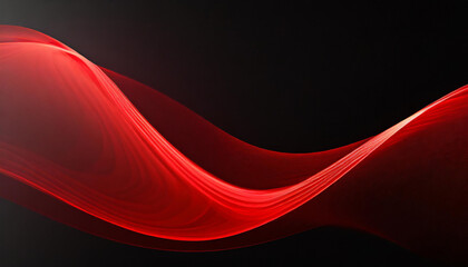 Wall Mural - Red glowing abstract color gradient wave shape on black grainy background copy space, minimal wide banner web header cover poster design