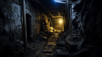 Wall Mural - Haunted footsteps in a long forgotten cellar