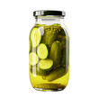a jar of pickles and cucumbers