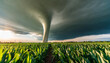 A huge tornado over an agricultural field. Disaster and threat of crop loss. Global climate change. A chilling reminder of nature's destructive might.