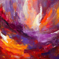 Wall Mural - Envision a contemporary abstract painting in purple, red and orange