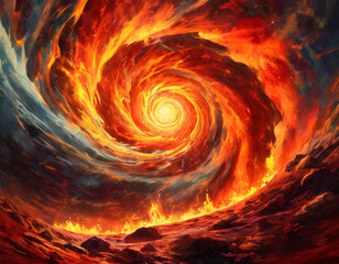 Wall Mural - Fiery vortex representing global warming, surreal