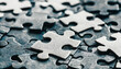 © Merlin - Plain Jigsaw puzzle with unfinished pieces background, pile of puzzle part element for completing, solving problem and task concept