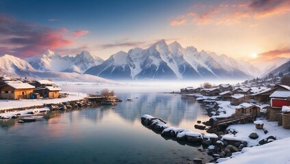 Wall Mural - sunrise in the mountains