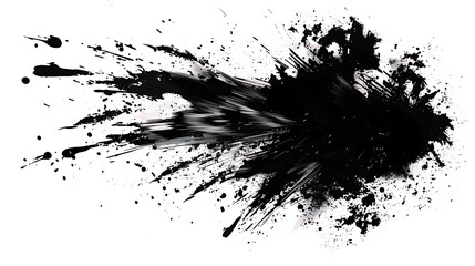 Wall Mural - Abstract black in splash, paint, brush strokes, stain grunge isolated on white background png