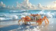 Crabs sandy dance, beachside scuttle ,3DCG,clean sharp focus