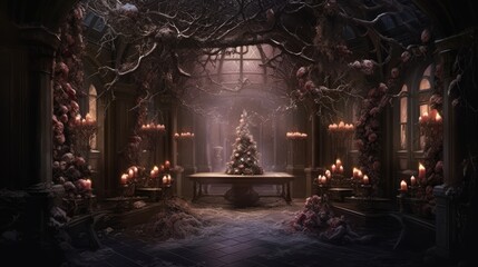 Wall Mural - Fantastic yuletide ambiance with an otherworldly touch.