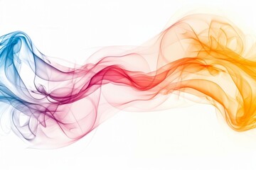 Wall Mural - abstract colorful smoke waves, multicolored smoke isolated on white background.