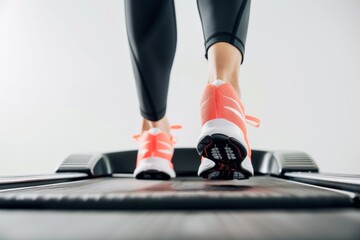 Wall Mural - Close-Up of Person Walking on Treadmill