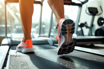 Sticker - Close Up of Person Running on Treadmill