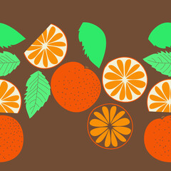 Wall Mural - Horizontal pattern  colored  orange . Hand drawn.