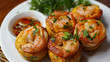 Delectable vietnamese shrimp and savory cakes on plate