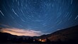 A timelapse photograph of stars moving across the night sky
