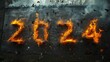 a number of birds flying over a wall that has a lot of fire on it and the numbers 2012 written on it.