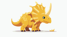 A Cute Yellow Triceratops Animal Cartoon Illustration