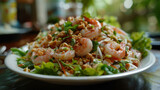 Fototapeta Tulipany - Fresh vietnamese shrimp salad on plate