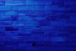 Indigo majorelle shiny clean metro brick wall background pattern with copy space for design blank 