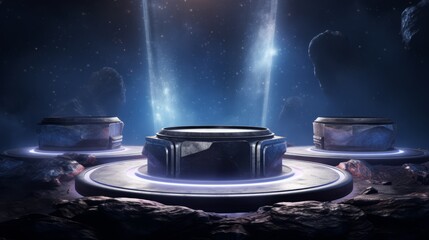 Wall Mural - 3d podiums in a cosmic setting