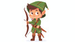 Child in costume of fairytale character like Robin Hoo
