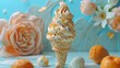 Surreal Clay Ice Cream Cone Composition with Blended Dreamlike Elements
