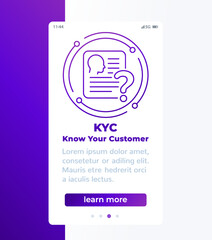 Poster - KYC, know your customer banner design with line icon