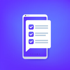 Poster - online survey icon with a phone, vector design