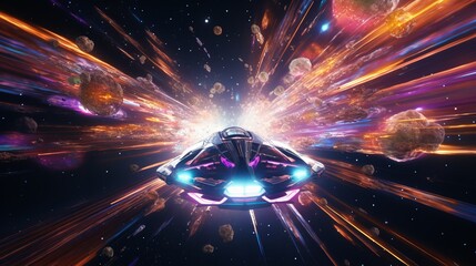 Wall Mural - a 3d render of a colorful hyper space voyage