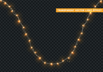 Wall Mural - christmas decorative light garlands. new year's decor. realistic xmas holiday decoration. vector ill
