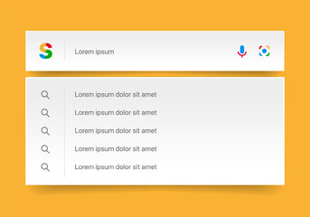Wall Mural - search bar with suggestions for ui ux design and web site. search address and navigation bar icon. c