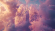 Digitally Rendered Human Lungs with Cloudy Sky Background