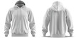 Blank white premium hoodie front and back mockup with designed for brand mockups and pod print on white background.