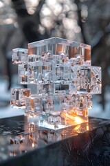 Poster - Cubo Futuristic Crystalline Structure Investigations in Hyper D Rendering with Cinematic Photographic Style