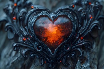 Poster - Glowing Heart of Enchantment An Ornate Gothic of Passion and Emotion