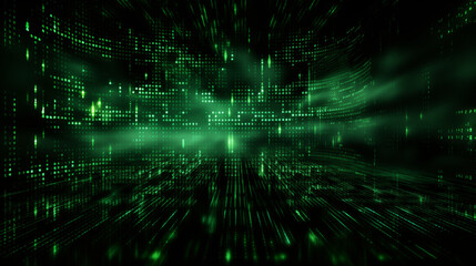 Dynamic Green Digital Data Stream Abstract Background