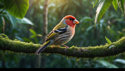 Wall Mural - beautiful finch bird setting on a tree