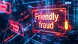 Friendly fraud scam, depicting a deceptive customer falsely disputing a legitimate credit card charge for a product they received, claiming it was never delivered or misrepresented.