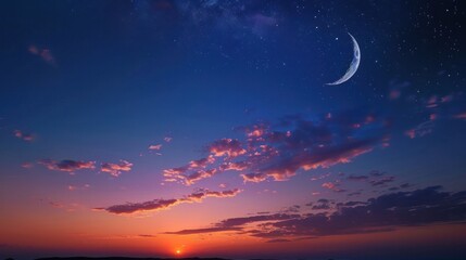 A serene night sky background for Ramadan Kareem