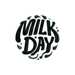 Poster - Milk day The black and white logo features a circle with a splash of milk, and the word 