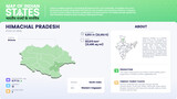 Fototapeta  - Map of Himachal Pradesh (India) Showcasing District, Major Cities, Population Data, and Key Geographical Features-Vector Infographic Design