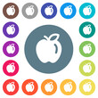 Apple solid flat white icons on round color backgrounds
