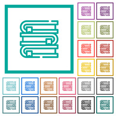 Poster - Stack of books outline flat color icons with quadrant frames