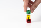 Fototapeta Krajobraz - Customer satisfaction survey, feedback or being positive in life with smiley face