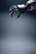 robot hand reaches out to take, grab, empty space, concept, vertical
