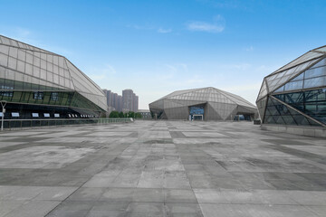 Leinwandbilder - The appearance of modern buildings in empty squares and science museums