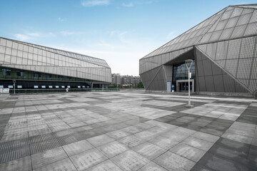 Leinwandbilder - The appearance of modern buildings in empty squares and science museums